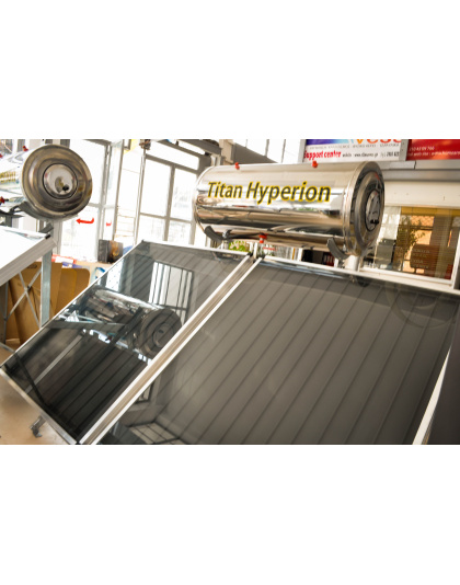 Ηλιακός θερ/νας ΤΙΤΑΝ ΗΥPERION 150 Λίτρα Διπλής Ενέργειας Glass/Inox  με επιλεκτικούς συλλέκτες Τιτανίου  με 2 τ.μ. Συλλέκτη για 4 άτομα